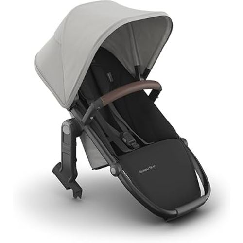 UPPAbaby RumbleSeat V3 Second Lower Seat - Compatible with Vista V2 and Vista V3 - All-Weather Seat + Magnetic Buckle – Adapters Included - Savannah (Pearl Gray Jacquard/Carbon Frame/Chestnut Leather)
