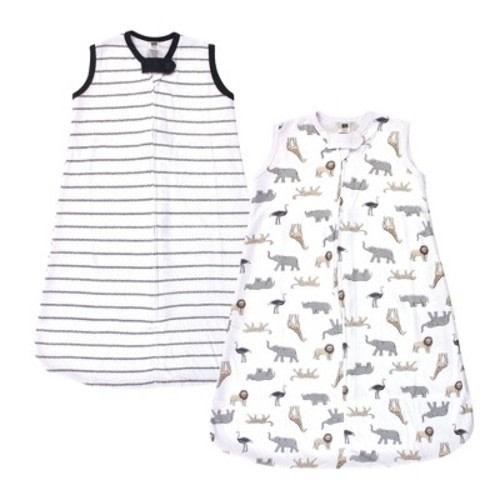 Hudson Baby Infant Cotton Sleeveless Wearable Sleeping Bag, Sack, Blanket, Modern Neutral Safari, 0-6M