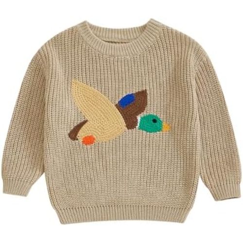 Toddler Baby Girls Boys Sweaters Mallard Duck Embroidery Long Sleeve Knit Sweatshirt Warm Winter Hunting Clothes