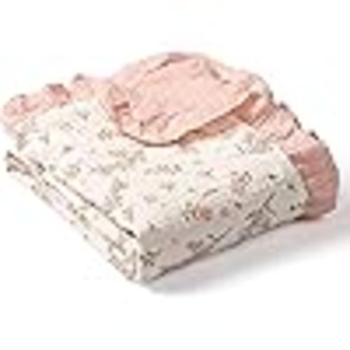 Amazon.com: Konssy Flounce Muslin Baby Blanket for Girls Boys, 100% Cotton Soft Crib Swaddle Blankets, Reversible & Breathable Nursery Bedding for Newborns Toddlers, 43 x 39 Inches (Petal Dream) : Baby