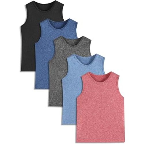 5Pack Quick Dry Boys Tank Tops Athletic Sleeveless Tank Top for Kids(4-16Y)