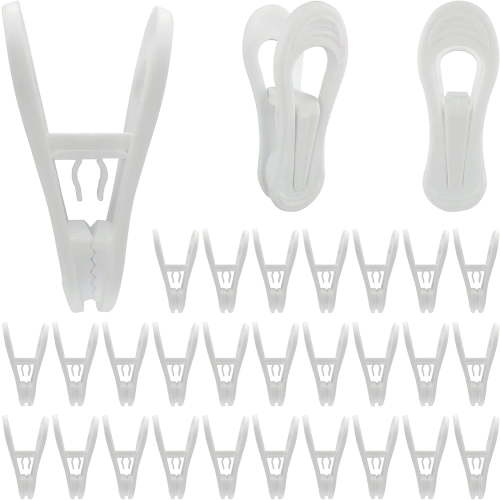 YTCYKJ 30PCS Hanger Clips , Multi-Purpose Hanger Clips for Hangers, Finger Clips for Plastic Clothes Hangers, Pants Hangers Clips ,White