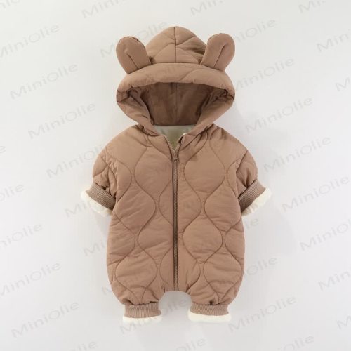 Baby Fleece Solid Color Quilted Romper