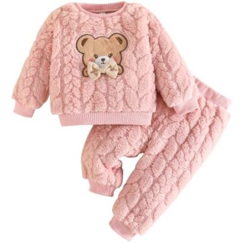 Jecson Baby Girl Clothes Toddler Girl Clothes Plush Bear Clothing Set 6M-3T