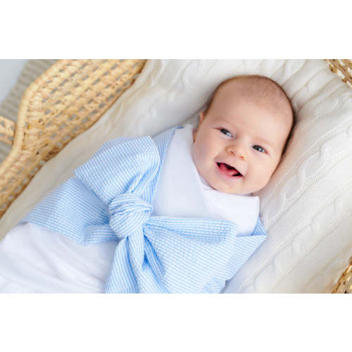 Bow Swaddle ® - Blue Gasparilla Gingham
