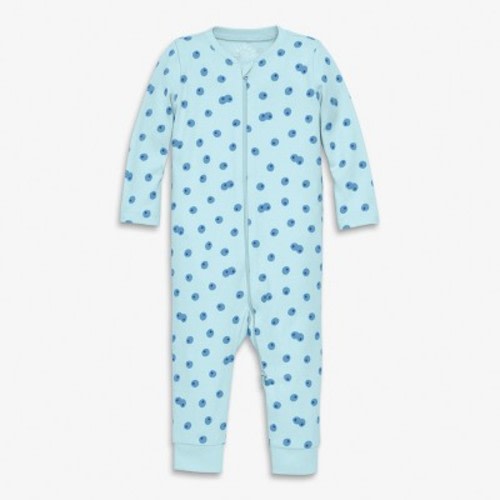Primary Baby Organic Zip Romper In Summer Fruits In Saltwater Blueberries Size 3-6 Months