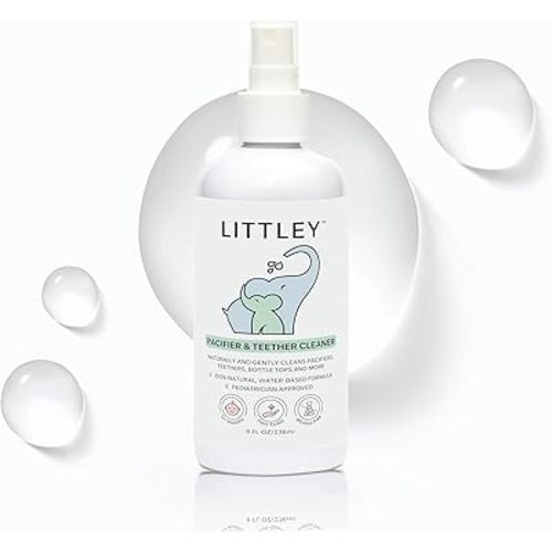Littley Pacifier & Teether Cleaner | Alcohol‑Free HOCl Spray for Baby Pacifiers, Teethers, Bottles & High‑Touch Toys | Fragrance‑Free | Portable Travel Size |  8 oz