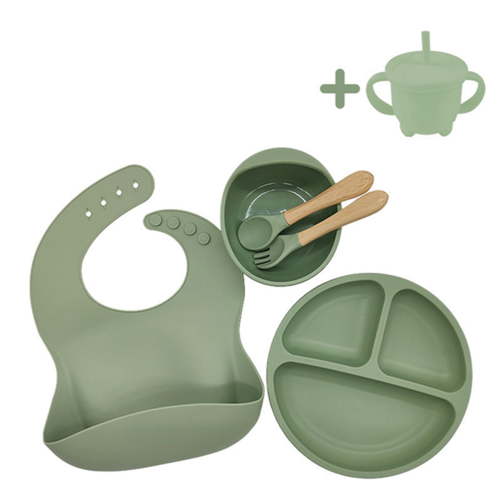 Nituyy Silicone Baby Feeding Set, Toddler Plate Spoon Fork Cup Bib Bowl Eating Utensil Set - Walmart.ca