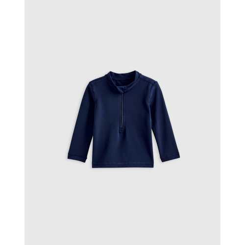Long Sleeve Zip-Up Rash Guard - Baby in Nautical Navy