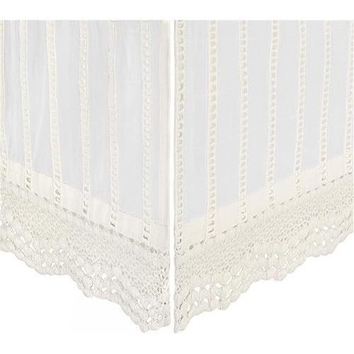 Crane Baby Off White Lace Scallop Crib Skirt, 28” X 52” X 8”, Ivory Crib Bed Skirt, 100% Cotton Scalloped Lace Crib Dust Ruffle, Neutral Nursery Crib Bedding, Cream Crib Skirt, Neutral Nursery Decor