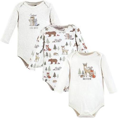 Hudson Baby Infant Boy Cotton Long-Sleeve Bodysuits, Forest Animals 3-Pack