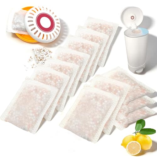PurifyLogix Lemon-Scented Deodorizer Packs for Baby Puck Cartridge, Odor Absorber Refills Compatible with Munchkin Step and Pail Diaper Pails, 12 PCS (For 3.5" Cartridge)