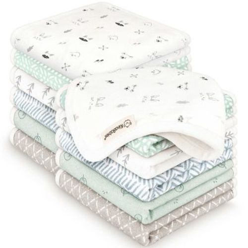 KeaBabies 12-Pack Cami Baby Washcloths for Newborn, 10x10 Organic Cotton Face Wash Cloths for Babies, Soft & Absorbent Baby Bath Towels (Nordic)