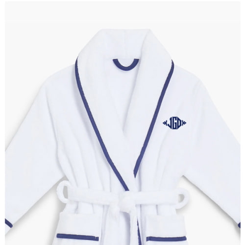 The Baby Hotel Robe - White/Navy