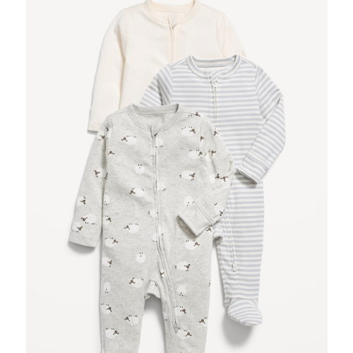 2-Way-Zip Sleep & Play Footed One-Piece 3-Pack for Baby - Sheep