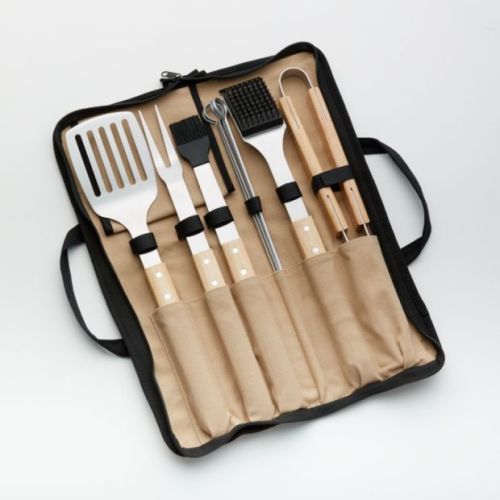 Crate & Barrel Wood-Handled 9-Piece Barbecue Tool Set