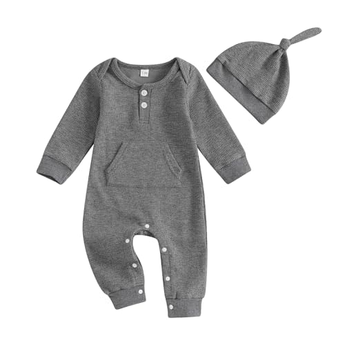 Kuriozud Newborn Infant Unisex Baby Boy Girl Clothes Button Romper Jumpsuit Basic One Piece Outfits