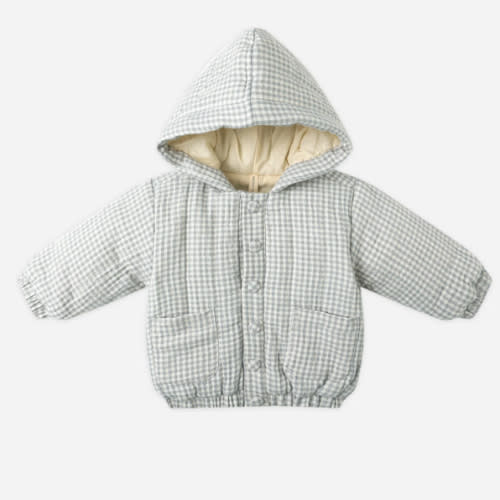Hooded Woven Jacket || Blue Gingham – Quincy Mae