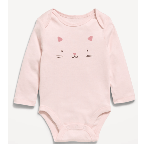 Printed Unisex Long-Sleeve Ribbed Bodysuit for Baby