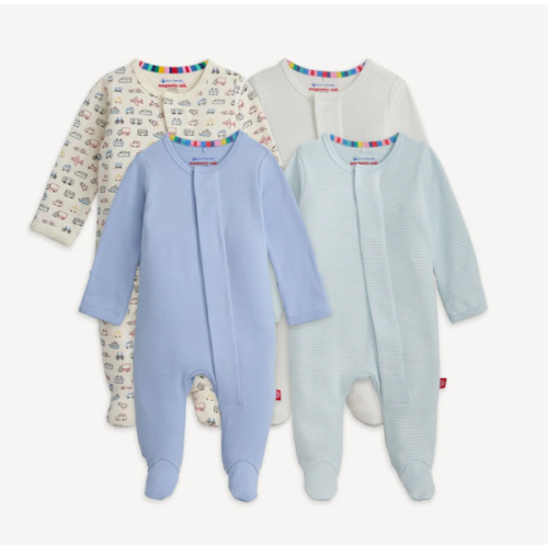 Magnetic 4-Pack Footie, Blue, Newborn