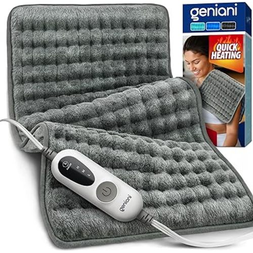 GENIANI XL Electric Heating Pad for Back Pain & Cramps Relief, Electric Throw, Auto Shut Off, Machine Washable, Moist Heat Pad for Neck & Shoulder - Christmas Gift for Women, Extra Large 24x12