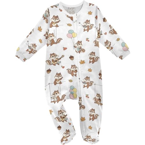 Baby One-Piece Footies Long Sleeve Rompers Zipper, Baby Bodysuit Cotton Clothes for Boys Girls 0-24 Month