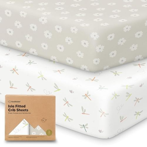 KeaBabies 2-Pack Baby Crib Sheets for Boys, Girls - 52x28 Viscose Derived from Bamboo Toddler Bed Sheets Neutral, Fitted Crib Mattress Cover for Standard Baby Bedding, Soft & Cozy (Meadow)