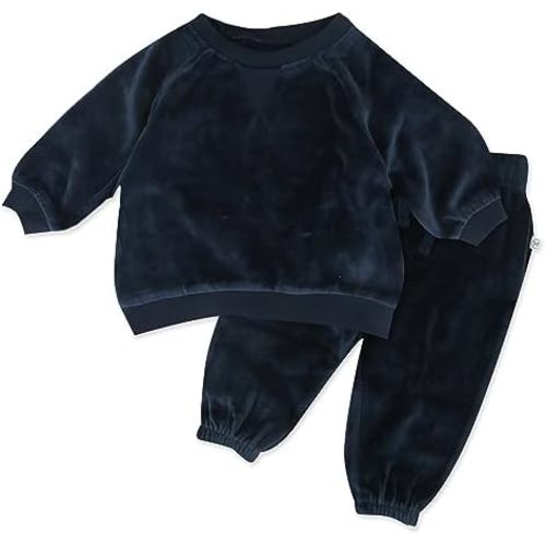 HONESTBABY Velour Pullover Hoodie and Zip Front Sweatshirt and Jogger Sweatpants Set