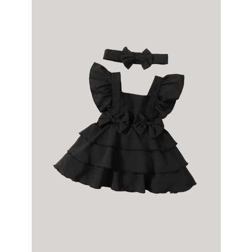 2 Pc Baby Girl Ruffle Trim Layered Dress