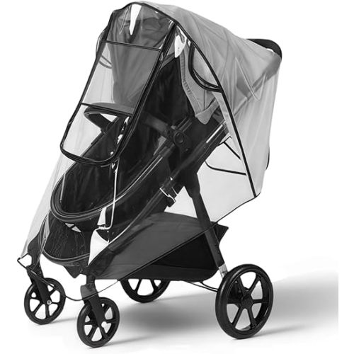 Stroller rain Cover, Baby Stroller rain Cover Universal Stroller Weather Shields, Travel Weather Shield Windproof and Waterproof with Waterproof Zip, Good air Circulation, Food-Grade EVA Material