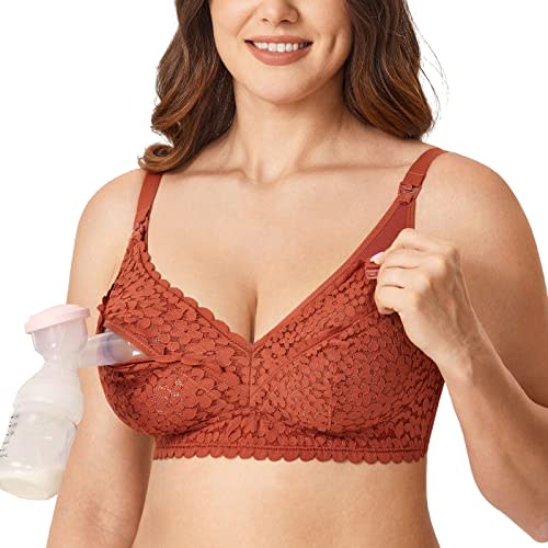 MOMANDA Women's Pumping Bra Hands Free Cute Lace Support Nursing Bras for Maternity Breast