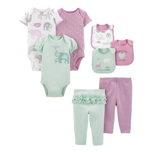 Carter's Child of Mine Baby Girl Bodysuits, Pants, & Bibs Set, 8-Piece, Preemie-24M
