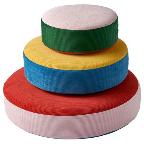 GREJSIMOJS Floor cushion, set of 3 - stackable/multicolor