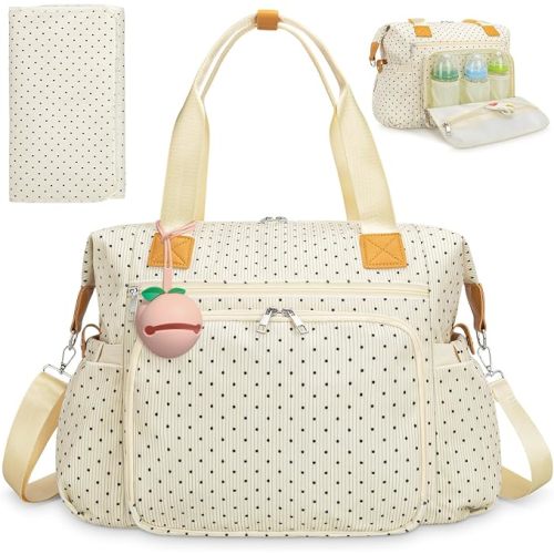 Diaper Bag Tote, Puffer Diaper Tote Bags for Women Lightweight Travel Work Hospital Baby Bag Crossbody Mommy Bag