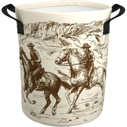 Western Cowboy Laundry Basket Gifts for Boys, Boys' Room Decor Baby Nursery Hamper Western Room Decor 17.7x13.7 Inch