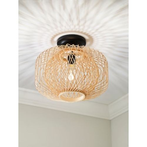 allen + roth Harlowe 1-Light 13-in Matte Brown Semi Flush Mount Light KHM4291A at Lowes.com