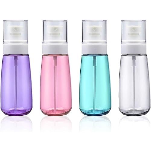 Cosywell Fine Mist Spray Bottle 3.4oz/ 100ml Empty Cosmetic Refillable Travel Containers Plastic Hair Spray Bottle Sprayer for Perfume Skincare Makeup Lotion (4color)