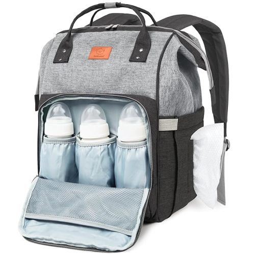 KeaBabies Large Diaper Bag Backpack - Baby Bag for Mom, Dad, Waterproof Multi Function Travel Diaper Backpack with Changing Pad, Durable Travel Essentials for Baby Girls, Boys (Trendy Black)