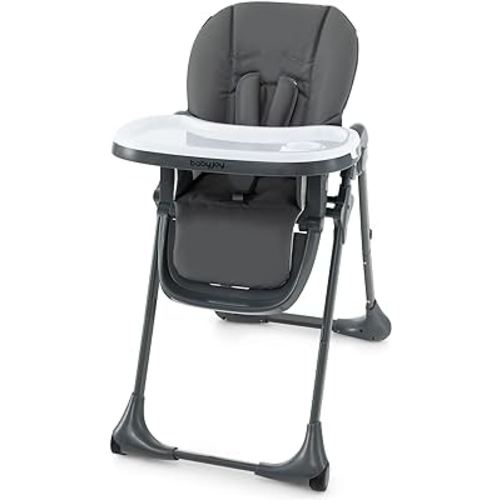 BABY JOY Convertible High Chair for Babies & Toddlers, Height Adjustable, Grow & Go High Chair w/Recline & Footrest, Removable Double Tray, Portable Baby Dinning Chair with Wheels (Dark Gray)