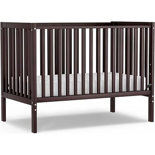 Baby Crib 5-in-1 Convertible, Wood Full Size Toddler Bed for Small Baby, Made of Sustainable Natural Pinewood Cribs, Non-Toxic Finish, Simplistic Nursery Furniture (Espresso)