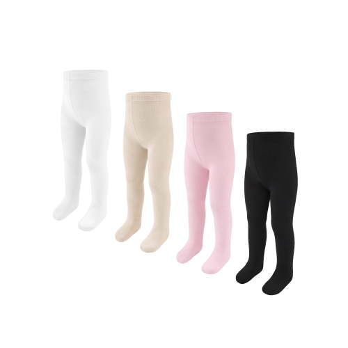 Wonder Nation Infant and Toddler Microfiber Tights 4-Pair Pack Opaque, Easy-On Elastic Waistband
