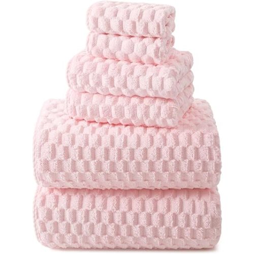 REDKISS Pink Microfiber Bath Towels Set of 6-35x70 Inches Oversized Bath Sheets, Extra Large Bath Towels Set of 6 for Adults, Super Soft Quick Dry Lint Free Absorbent Microfiber Shower Towels