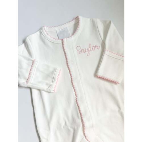 Monogrammed Picot Trim Footie