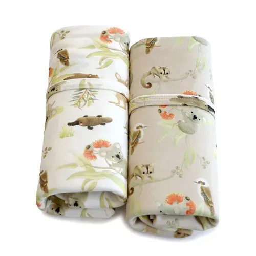 Bubba Blue Jersey Wrap Aussie Animals Oatmeal Size 2 Pack | Baby Bunting AU