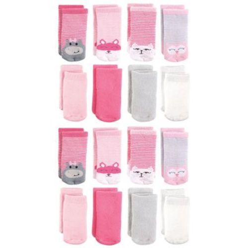 Luvable Friends Fun Essential Socks 16-Pack, Hippo Cat, 6-12 Months