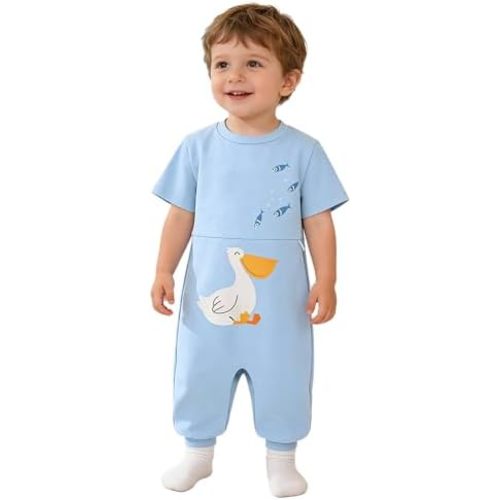 Special Needs Adaptive Clothing with Tube Access for Baby Toddler Anti-Strip Romper Footless Jumpsuit