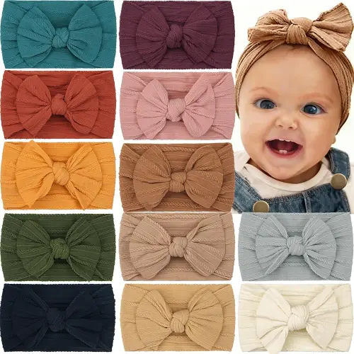 CÉLLOT Super Stretchy Soft Knot Headbands with Hair Bows Head Wrap Hair Accessories For Newborn Baby Girls Infant Toddlers Kids