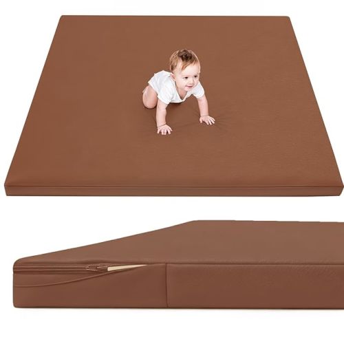 Waterproof Baby Play Mat for Floor 1.3" Thick Memory Foam 50 * 50 Cushion Playpen Playmat Tummy Time Nursery Rug Pad Mattress Create Soft & Safe Area for Infants,Toddler,Kids,Chestnut