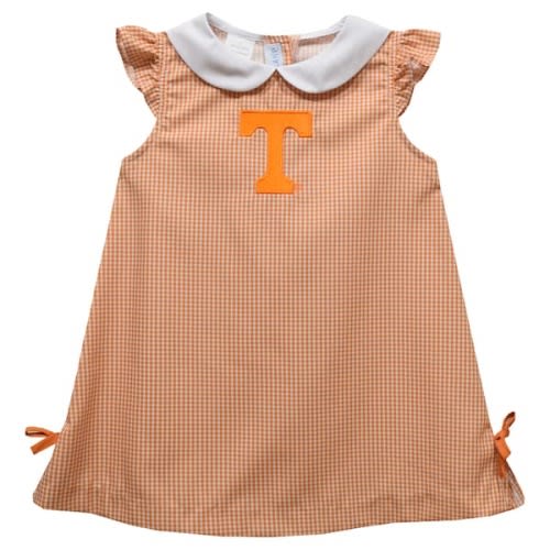 Tennessee Volunteers Vive La Fete Infant Girls Mini Check Pattern A-Line Dress - Tennessee Orange