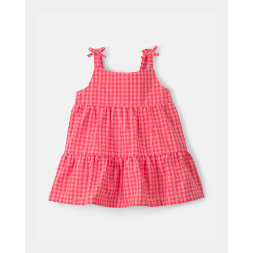Baby Girl Gingham Sleeveless Dress - Coral | Carter's